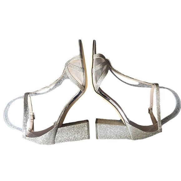 Nina Haviva Block Heel Dress Sandal Sparkle Gold Metallic Women's Size 8M - Picture 6 of 13